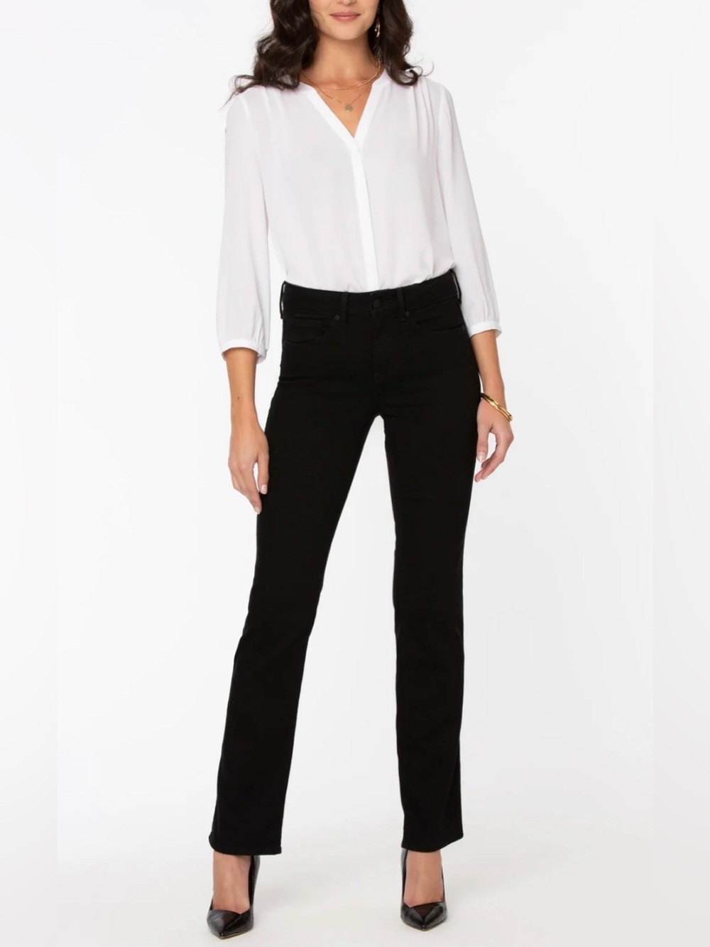 NYDJ Marilyn Straight In Black Jeans
